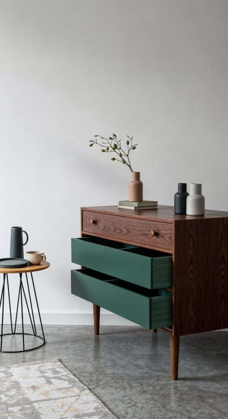 stylish-mid-century-modern-dresser-with-green-drawers